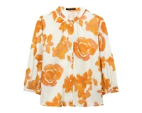 Luisa Cerano Peach Floral Linen Blouse
