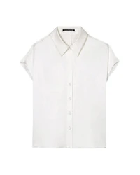 Luisa Cerano Satin Cap Sleeve Blouse