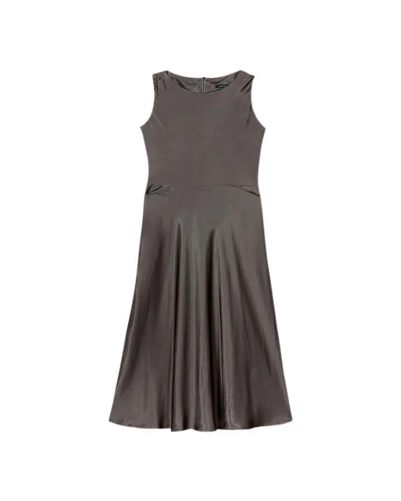 Luisa Cerano Shiny Satin Sleeveless Midi Dress