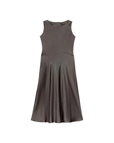 Luisa Cerano Shiny Satin Sleeveless Midi Dress