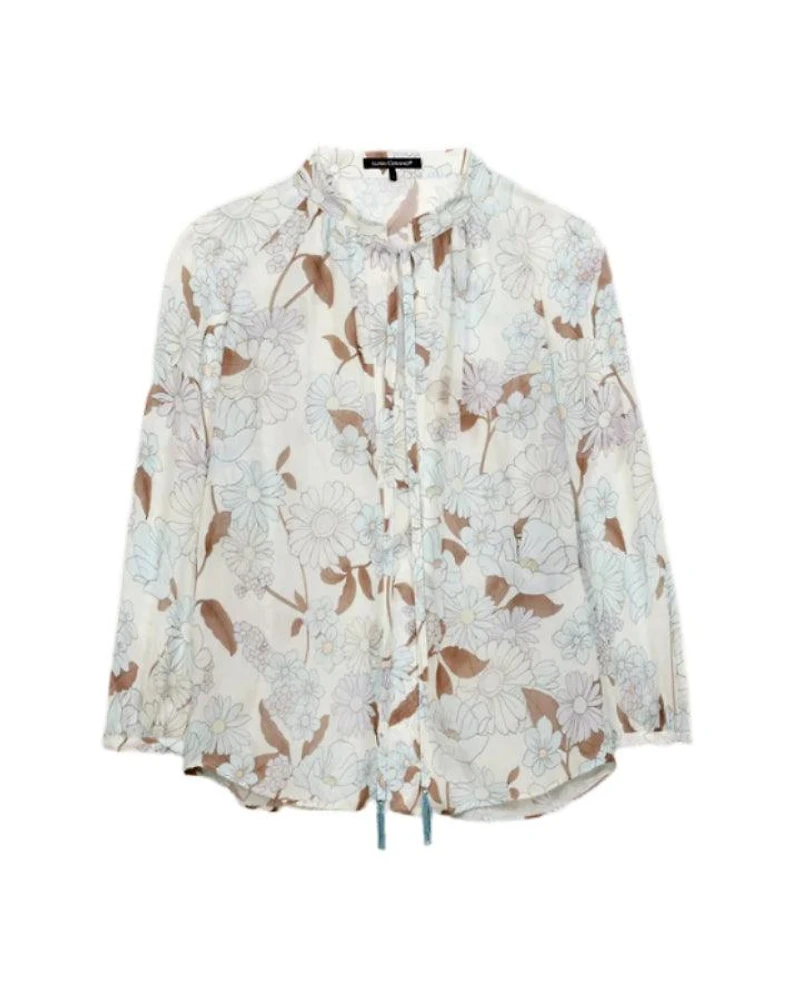 Luisa Cerano Soft Floral Print Blouse With Tie
