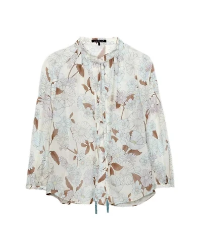 Luisa Cerano Soft Floral Print Blouse With Tie