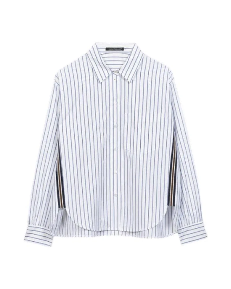 Luisa Cerano Striped Shirt Blouse With Taping
