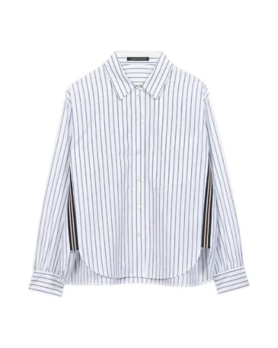 Luisa Cerano Striped Shirt Blouse With Taping