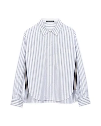 Luisa Cerano Striped Shirt Blouse With Taping