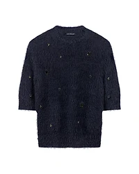 Luisa Cerano Hairy Knit Pullover With Jewels