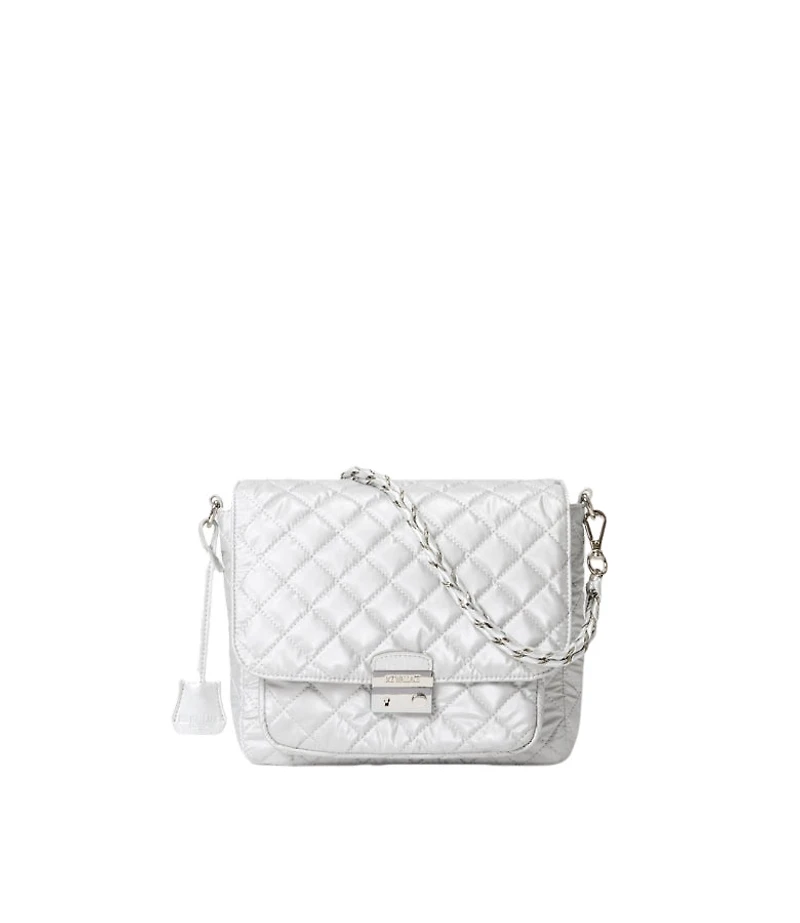 MZ Wallace Oyster Metallic Medium Crosby Lock Crossbody