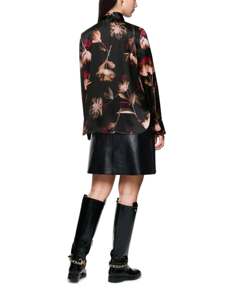 Marc Cain Floral Print Silk Blouse With Detachable Tie
