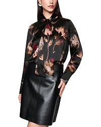Marc Cain Floral Print Silk Blouse With Detachable Tie