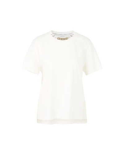 Marc Cain Jewel Detail Neck Cotton Tee