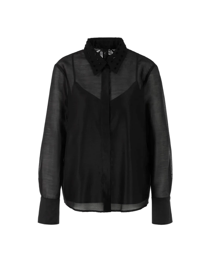 Marc Cain Organza Blouse With Beaded Collar
