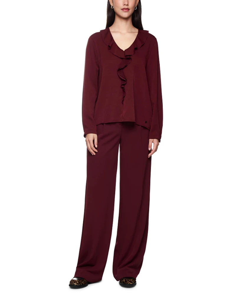 Marc Cain Ruffle Front Long Sleeve Blouse