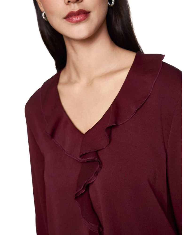 Marc Cain Ruffle Front Long Sleeve Blouse