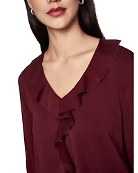 Marc Cain Ruffle Front Long Sleeve Blouse