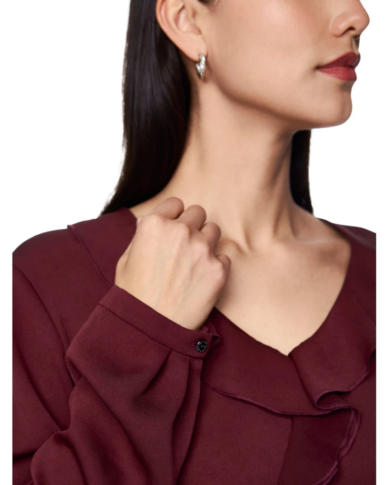 Marc Cain Ruffle Front Long Sleeve Blouse
