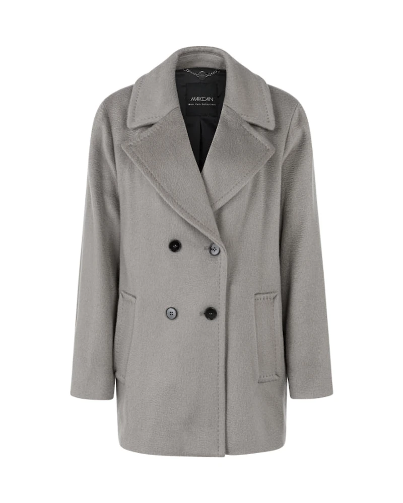 Marc Cain Double Breasted Wool Topper Coat Soft Charcoal