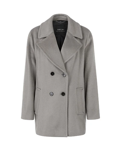 Marc Cain Double Breasted Wool Topper Coat Soft Charcoal