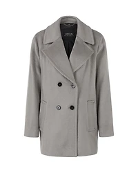 Marc Cain Double Breasted Wool Topper Coat Soft Charcoal
