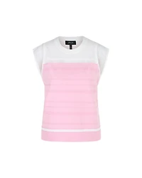 Marc Cain Textured Front Mesh Cap Sleeve Tee
