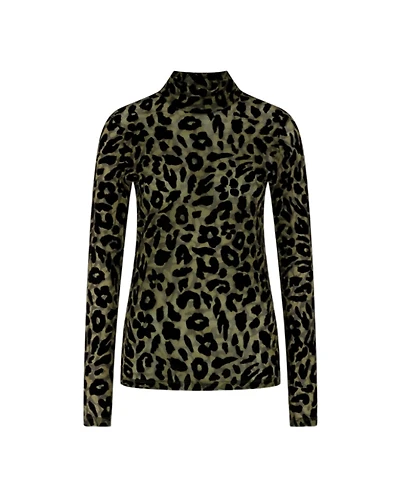 Marc Cain Leo Print Mesh Turtleneck Top