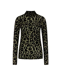 Marc Cain Leo Print Mesh Turtleneck Top