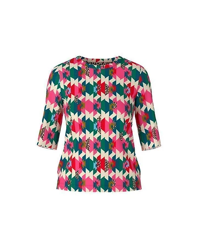 Marc Cain Colorful Print Ribbed Top