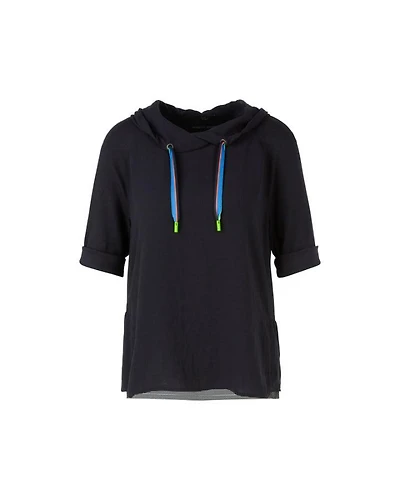 MCN/TOP/DRAWSTRING NECK 1/2 SLV BLOUSE