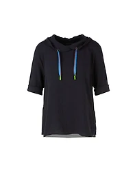 MCN/TOP/DRAWSTRING NECK 1/2 SLV BLOUSE