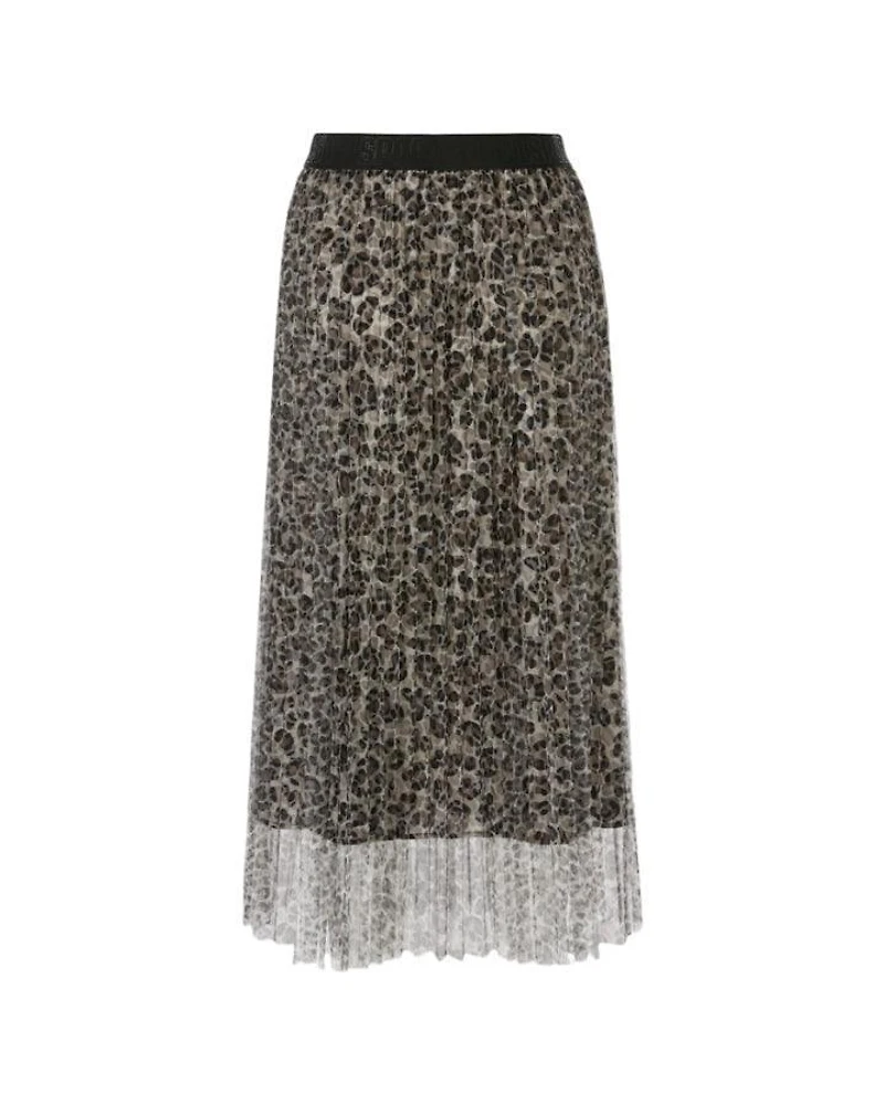 Marc Cain Tulle Leopard Pleated Skirt