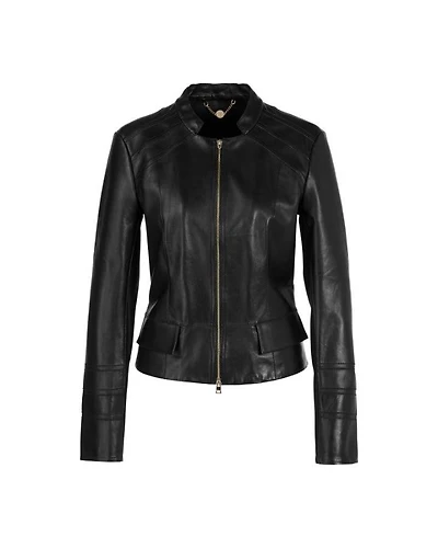 Marc Cain Leather Zip Jacket with Insert Details