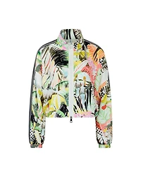 Marc Cain Tropical Jungle Print Cropped Zip Bomber Jacket