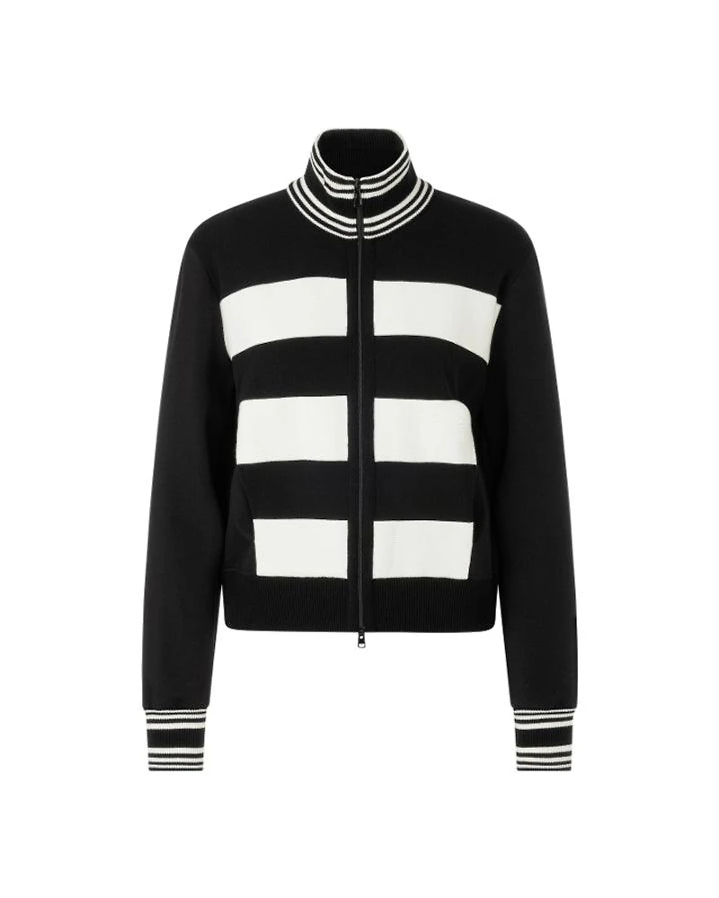 Marc Cain Wide Stripe T-Neck Zip Cardigan
