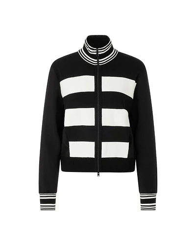 Marc Cain Wide Stripe T-Neck Zip Cardigan
