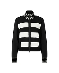 Marc Cain Wide Stripe T-Neck Zip Cardigan