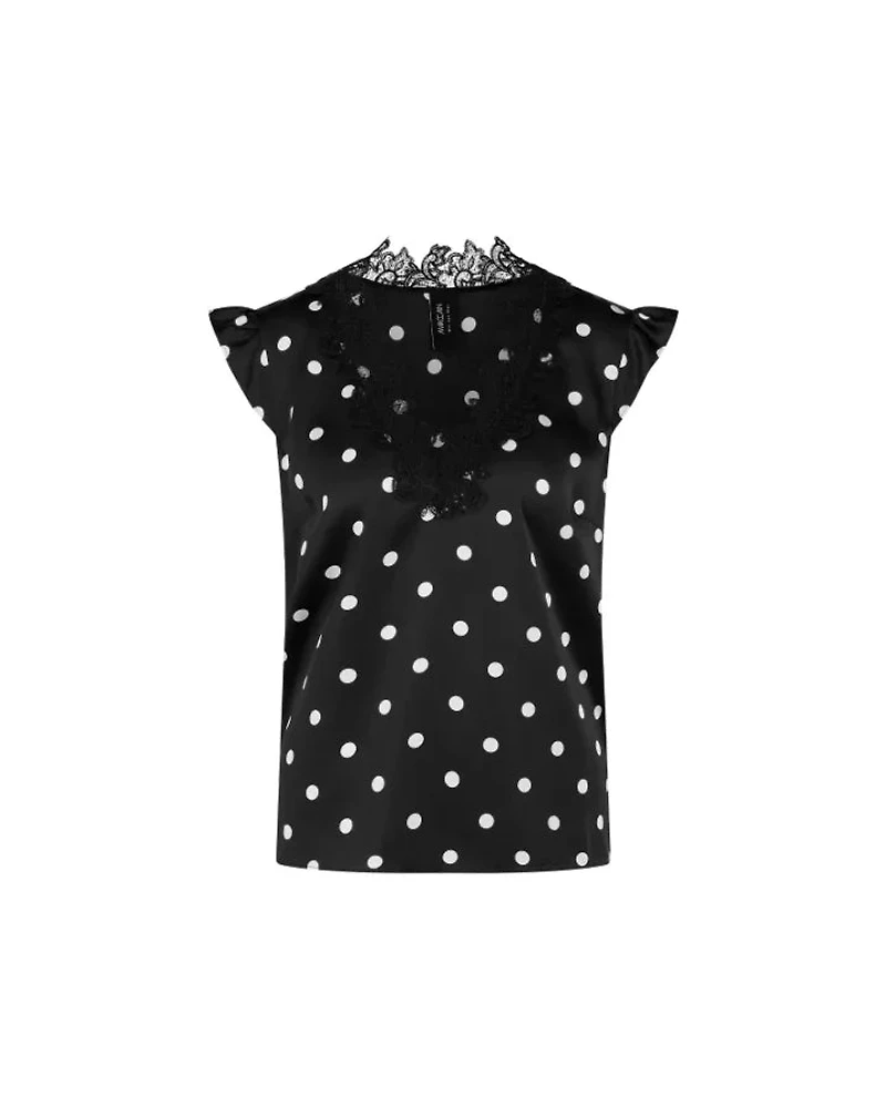 Marc Cain Polka Dot Lace Trim Top