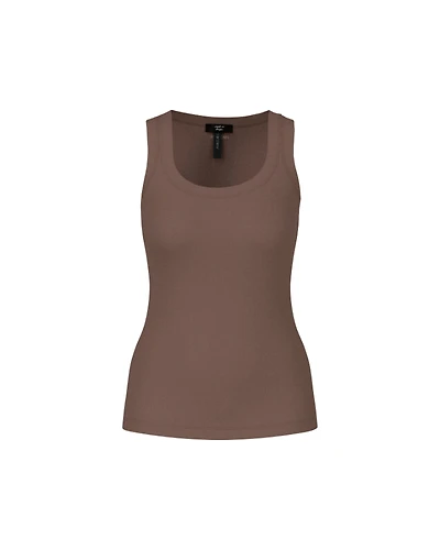Marc Cain Ribbed U-Neck Tank Top Wide Trim