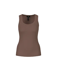 Marc Cain Ribbed U-Neck Tank Top Wide Trim