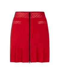 Marc Cain Boiled Wool Front Zip Quilted Trim Skirt