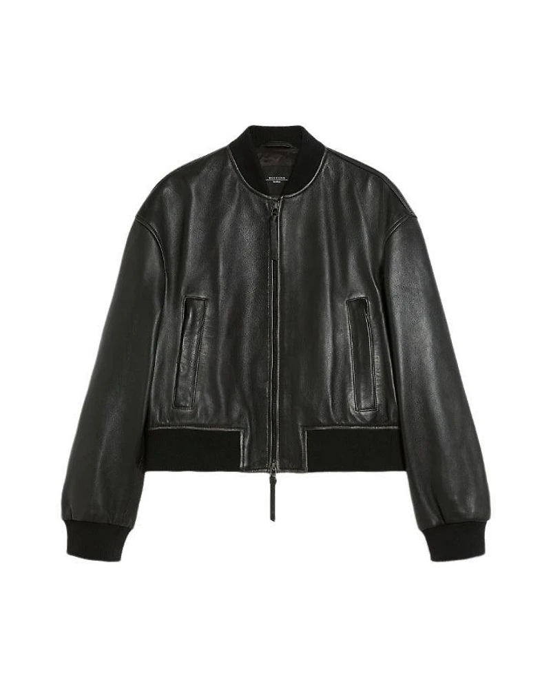 Max Mara Weekend Hiltex Leather Bomber Jacket
