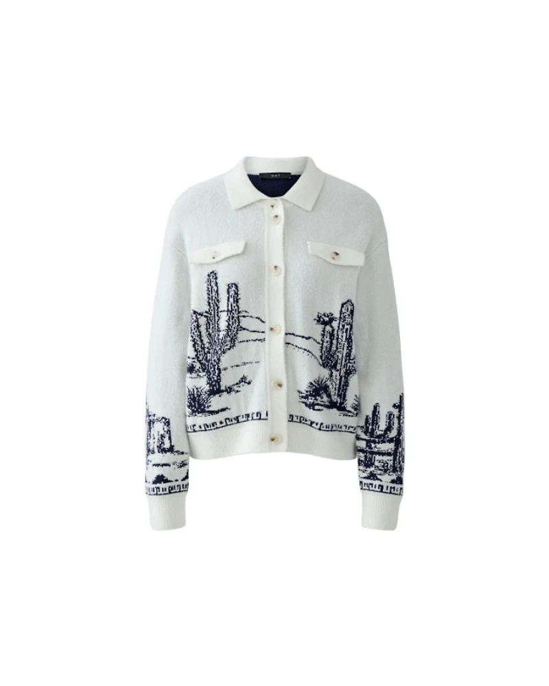 Oui Desert Cactus Motif Knit Jacket