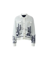 Oui Desert Cactus Motif Knit Jacket