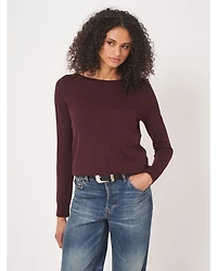 Repeat Basic Long Sleeve Cotton Blend Boatneck Pullover