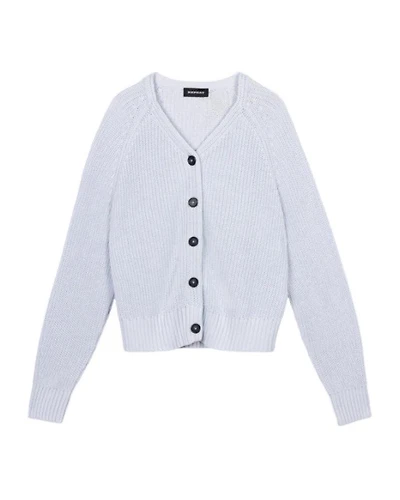 Repeat Chunky Rib Knit Cotton V-Neck Cardigan
