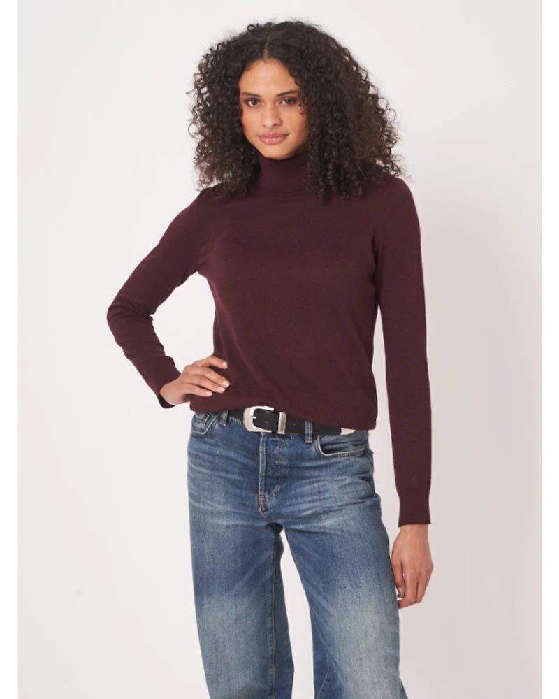 Repeat Cotton Blend Fine Knit Turtleneck Sweater