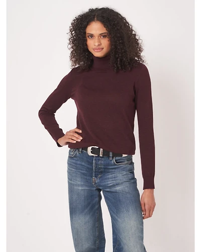 Repeat Cotton Blend Fine Knit Turtleneck Sweater