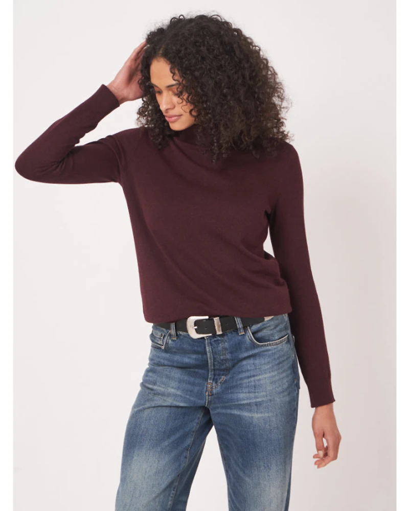 Repeat Cotton Blend Fine Knit Turtleneck Sweater