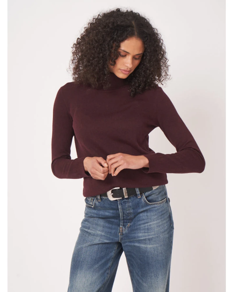 Repeat Cotton Blend Fine Knit Turtleneck Sweater