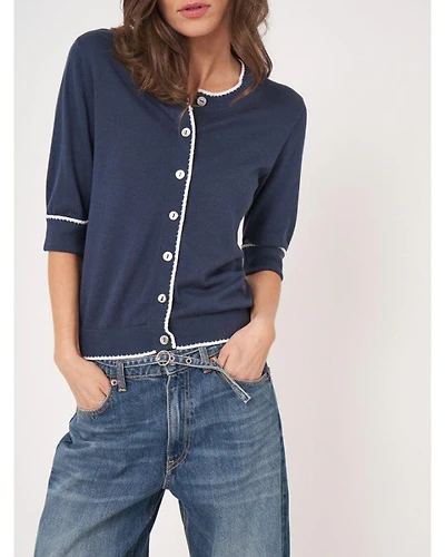 Repeat Half Sleeve Tipped Cardigan