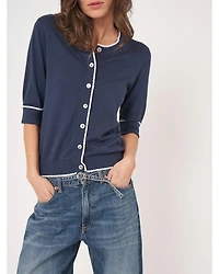 Repeat Half Sleeve Tipped Cardigan