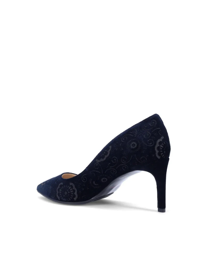 Ron White Velvet Laser Cut Lace Pattern Pump